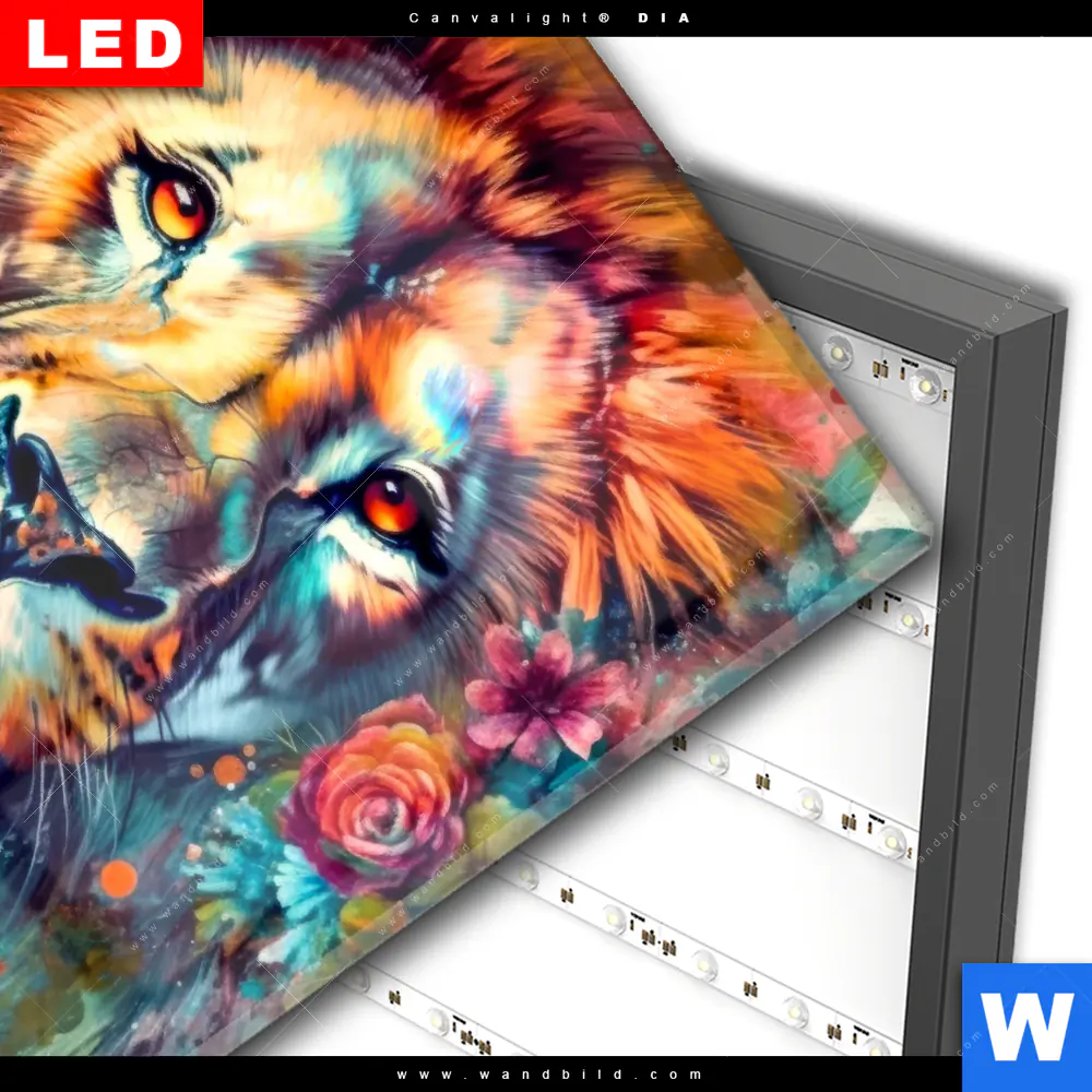Wechselmotiv Acrylglas Canvalight® DIA | Floraler Löwe | Quadrat - Image 3