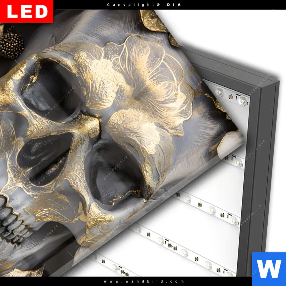 Wechselmotiv Acrylglas Canvalight® DIA | Floraler Totenschädel | Quadrat - Image 3