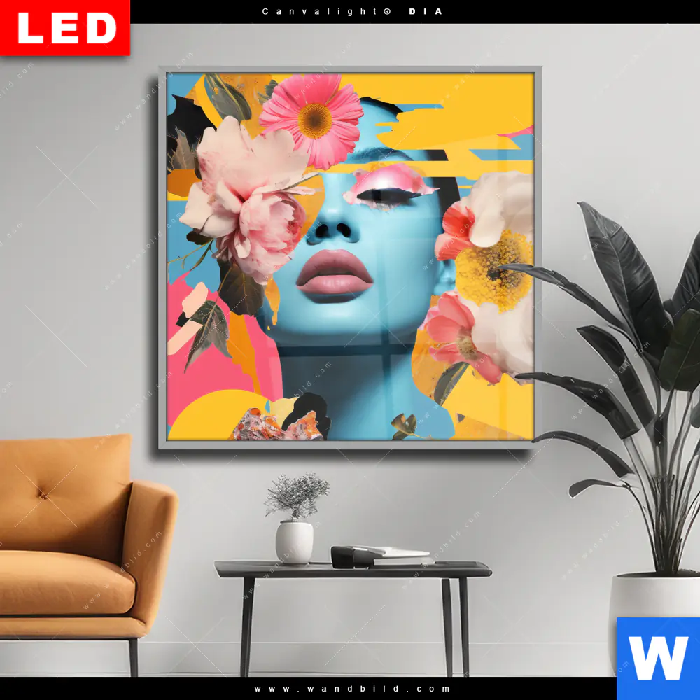 Wechselmotiv Acrylglas Canvalight® DIA | Florales Frauenporträt - Erika | Quadrat