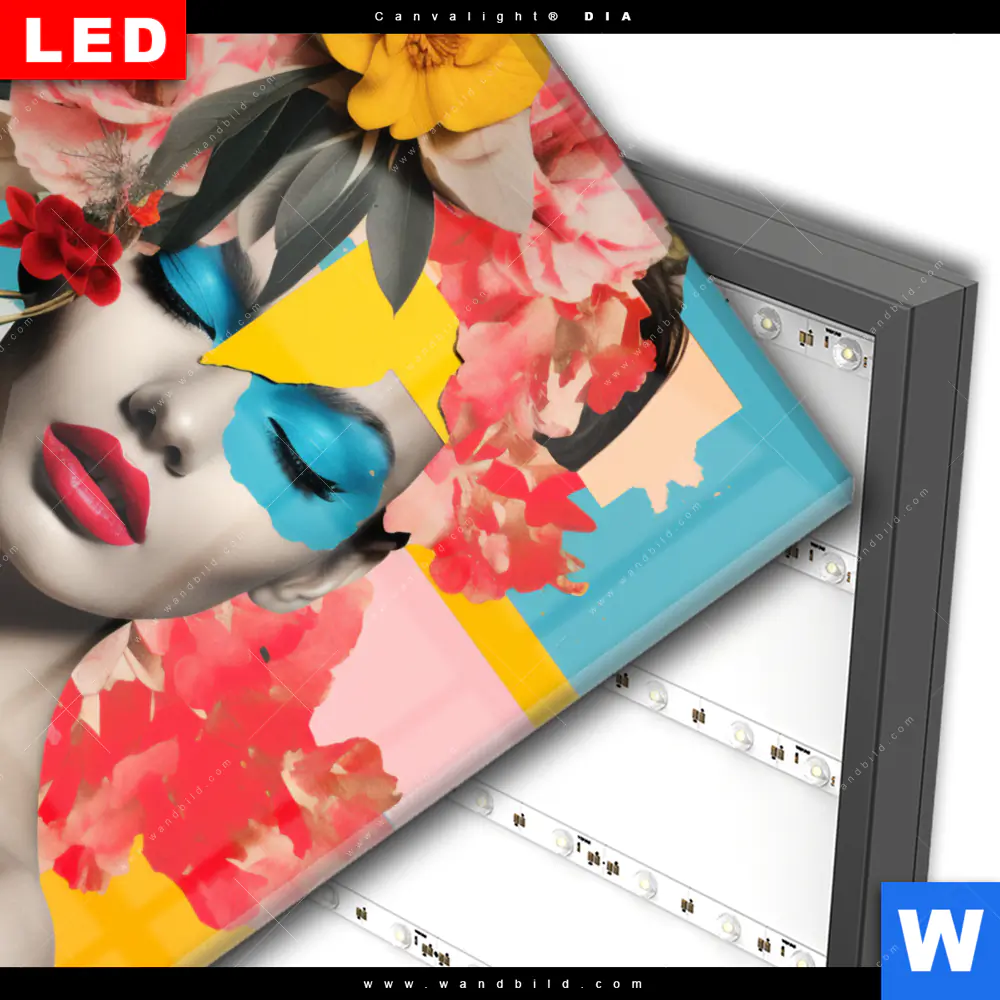 Wechselmotiv Acrylglas Canvalight® DIA | Florales Frauenporträt - Fiona | Quadrat - Image 3
