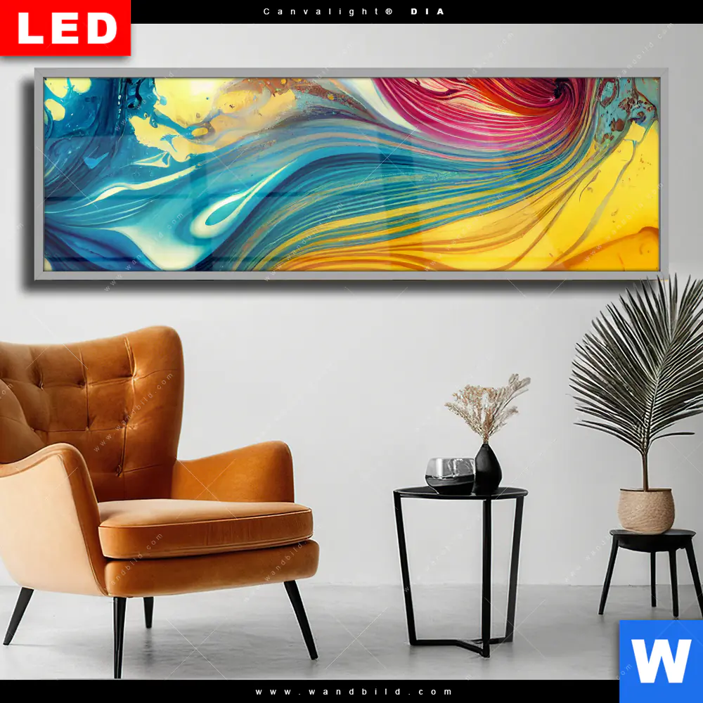 Wechselmotiv Acrylglas Canvalight® DIA | Fluid Art - Am Strand | Panorama