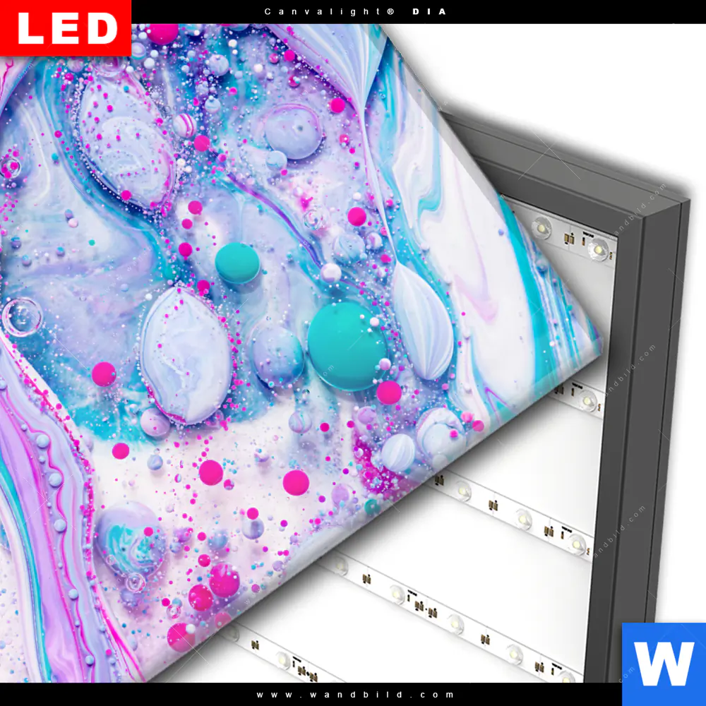 Wechselmotiv Acrylglas Canvalight® DIA | Fluid Art - Bubbless Aquamarin | Quadrat - Image 3