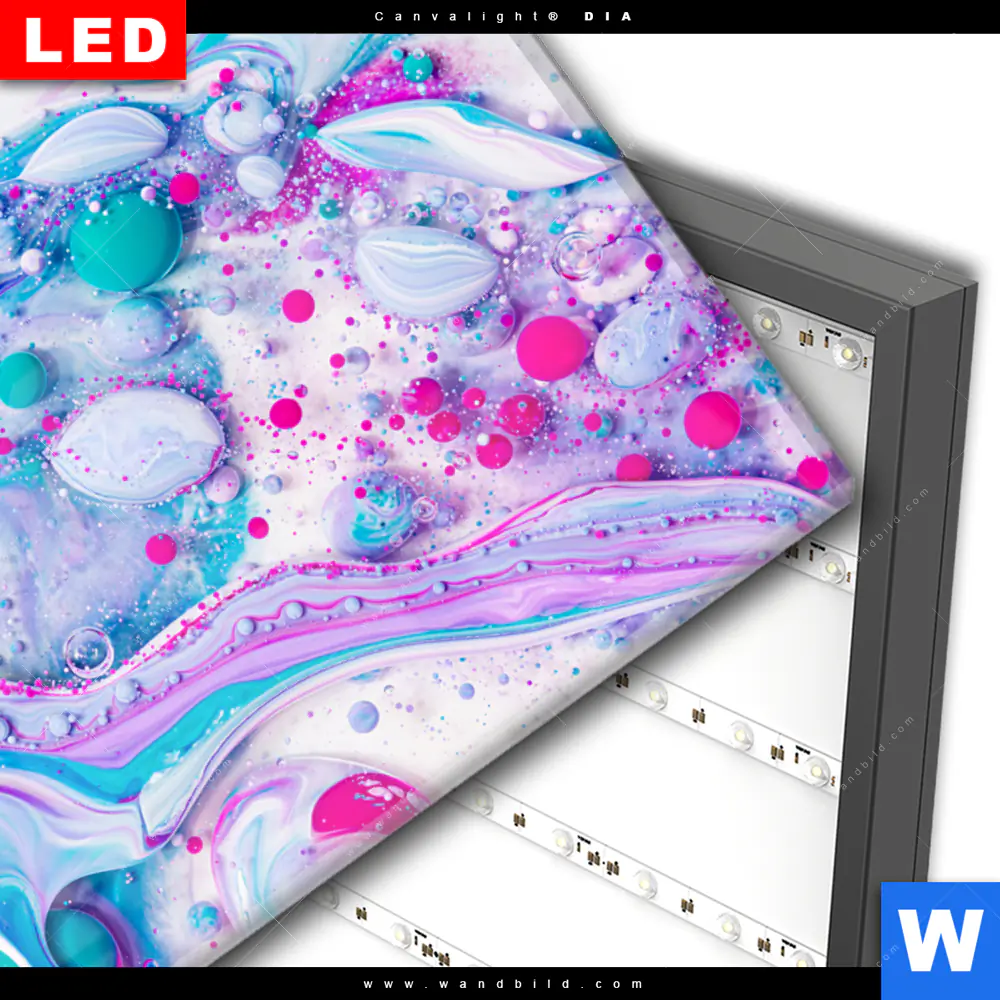 Wechselmotiv Acrylglas Canvalight® DIA | Fluid Art - Bubbless Aquamarin | Querformat - Image 3