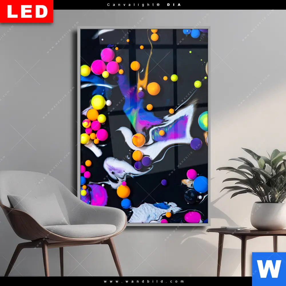 Wechselmotiv Acrylglas Canvalight® DIA | Fluid Art - Bubbless Neon | Hochformat