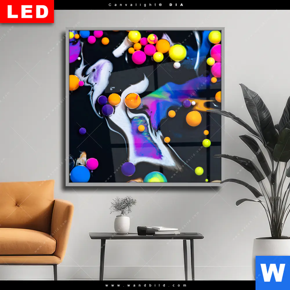 Wechselmotiv Acrylglas Canvalight® DIA | Fluid Art - Bubbless Neon | Quadrat