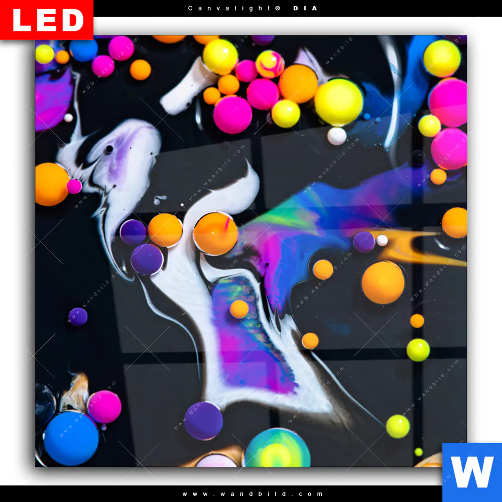 Wechselmotiv Acrylglas Canvalight® DIA | Fluid Art - Bubbless Neon | Quadrat - Image 2