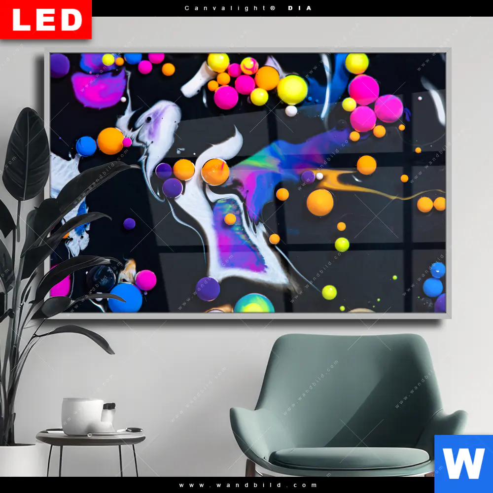 Wechselmotiv Acrylglas Canvalight® DIA | Fluid Art - Bubbless Neon | Querformat