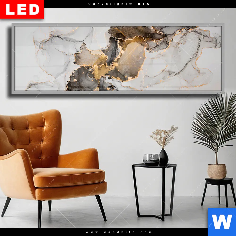 Wechselmotiv Acrylglas Canvalight® DIA | Fluid Art Gold | Panorama