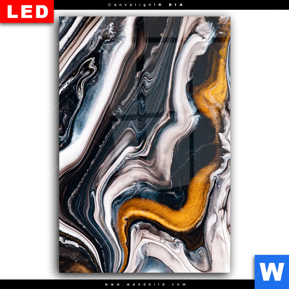 Wechselmotiv Acrylglas Canvalight® DIA | Fluid Art Goldrausch | Hochformat - Image 2