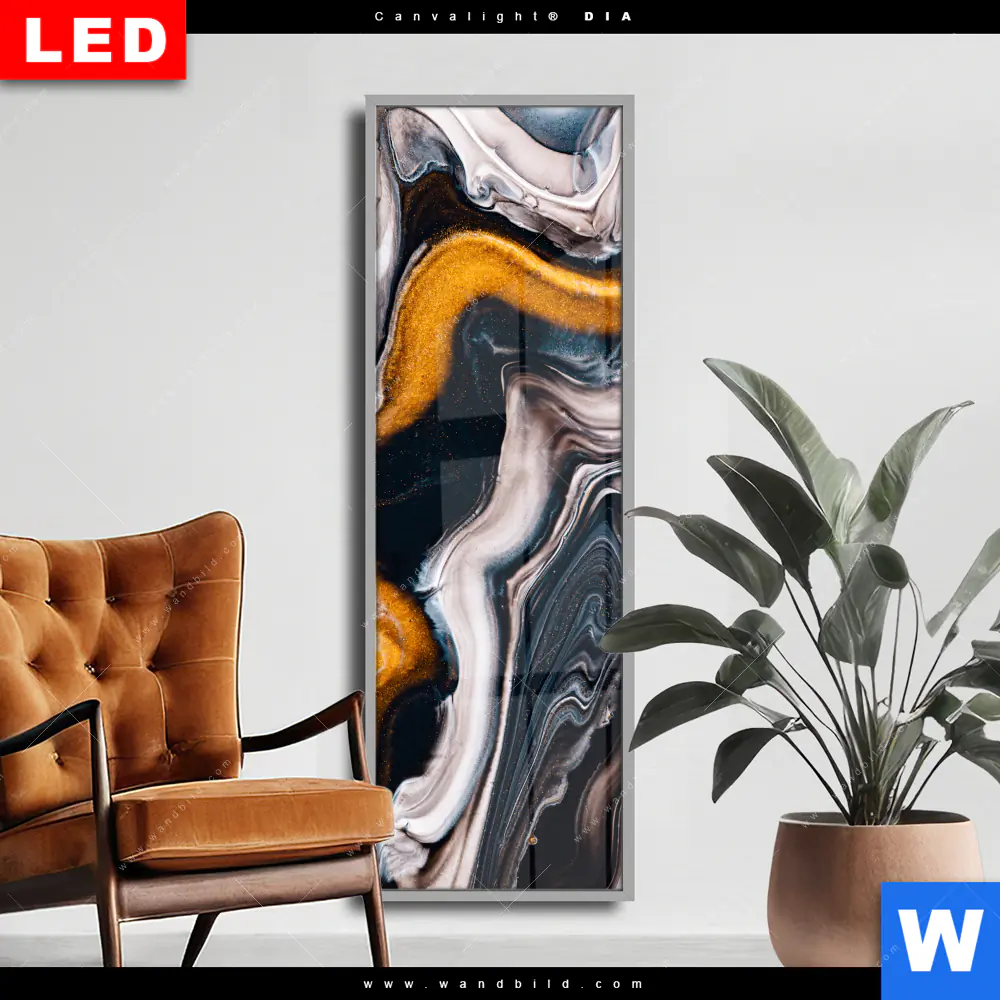 Wechselmotiv Acrylglas Canvalight® DIA | Fluid Art Goldrausch | Schmal