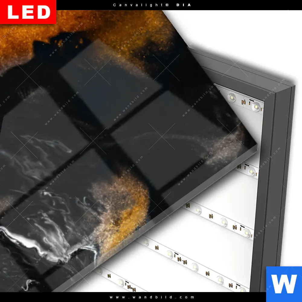 Wechselmotiv Acrylglas Canvalight® DIA | Fluid Art Schwarzes Meer | Panorama - Image 3