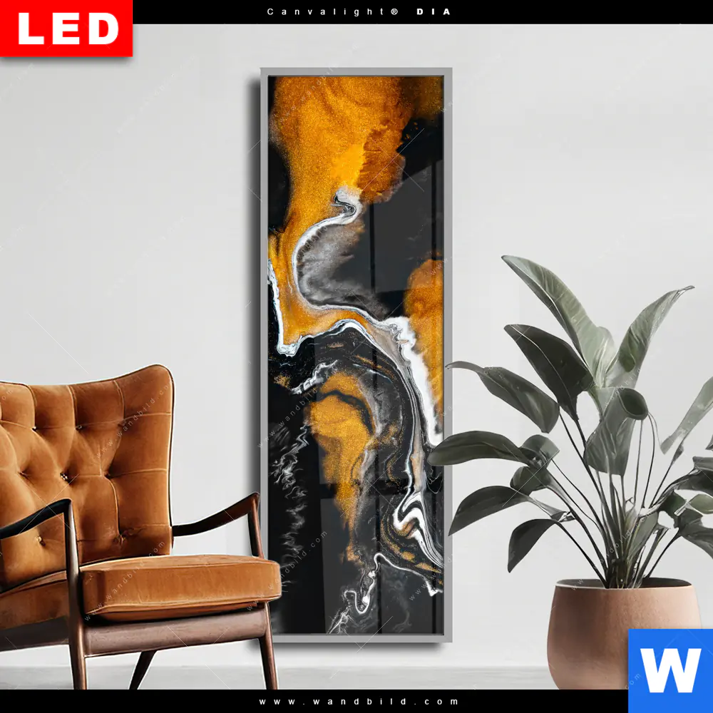 Wechselmotiv Acrylglas Canvalight® DIA | Fluid Art Schwarzes Meer | Schmal
