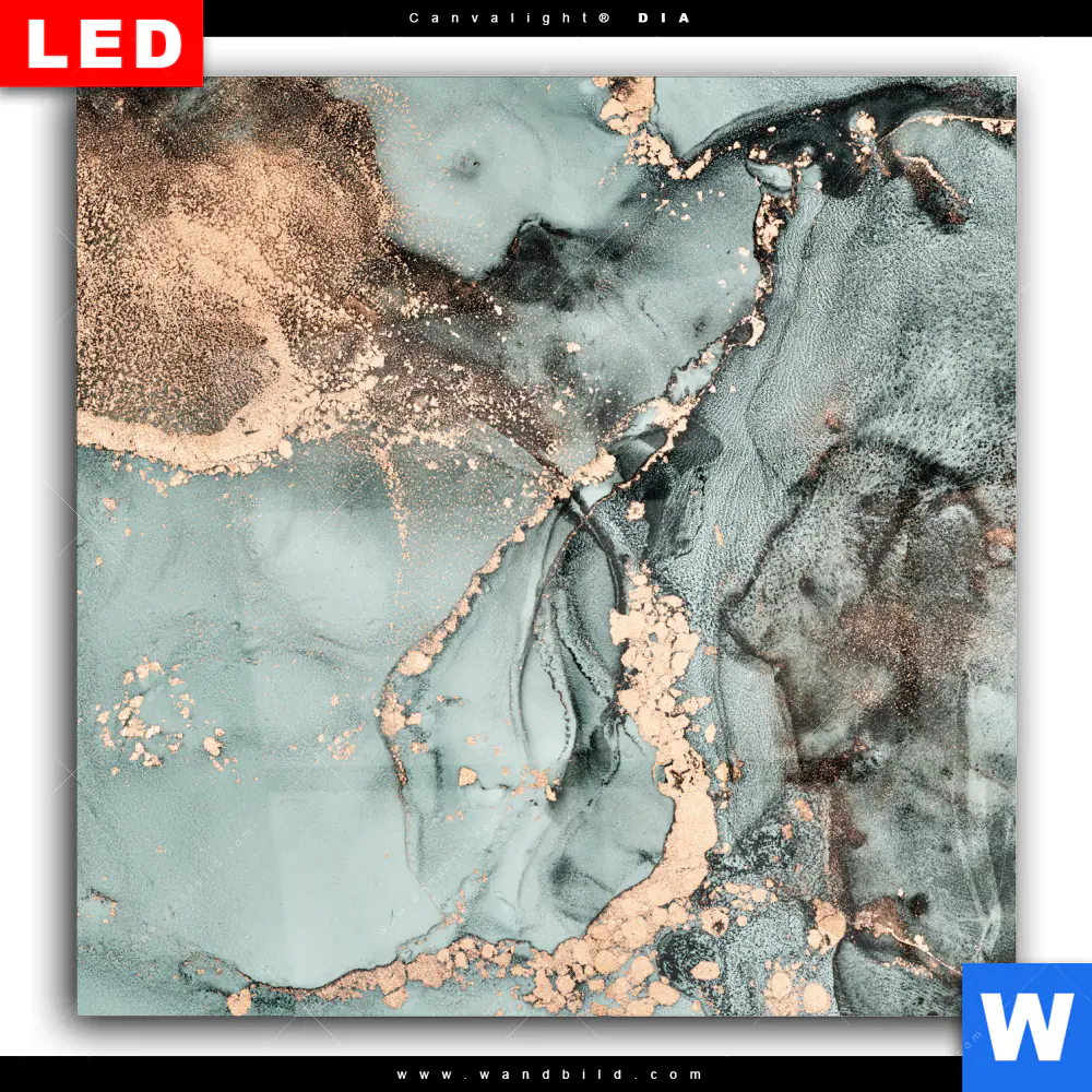 Wechselmotiv Acrylglas Canvalight® DIA | Fluid Art Türkis | Quadrat - Image 2