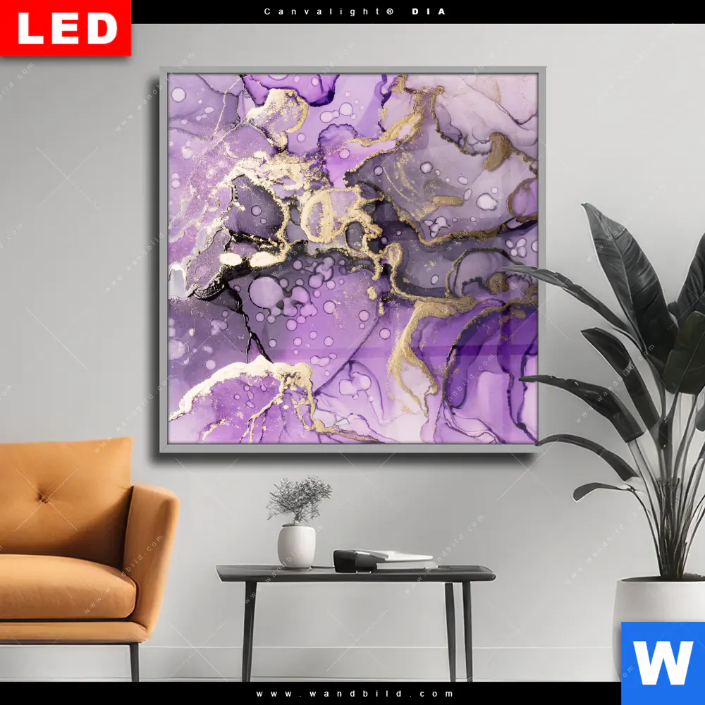 Wechselmotiv Acrylglas Canvalight® DIA | Fluid Art Violett | Quadrat