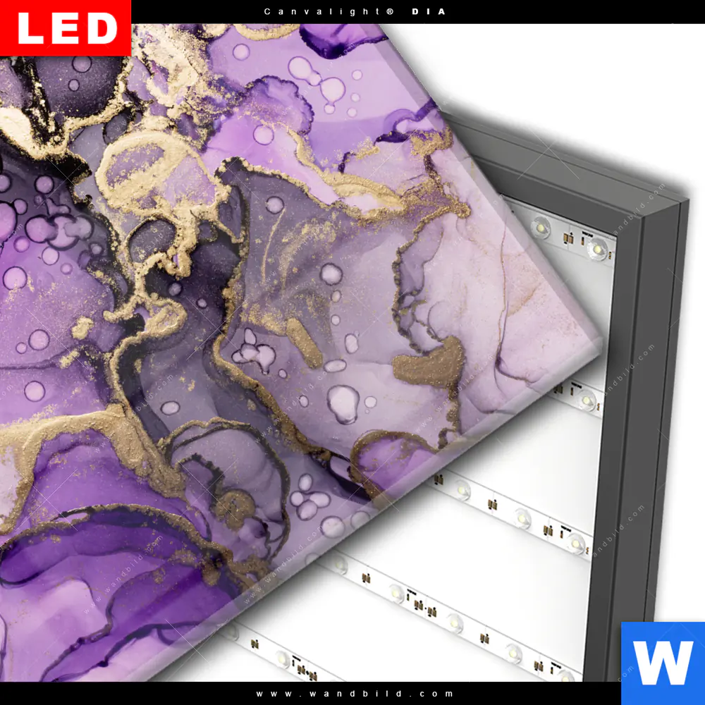 Wechselmotiv Acrylglas Canvalight® DIA | Fluid Art Violett | Quadrat - Image 3