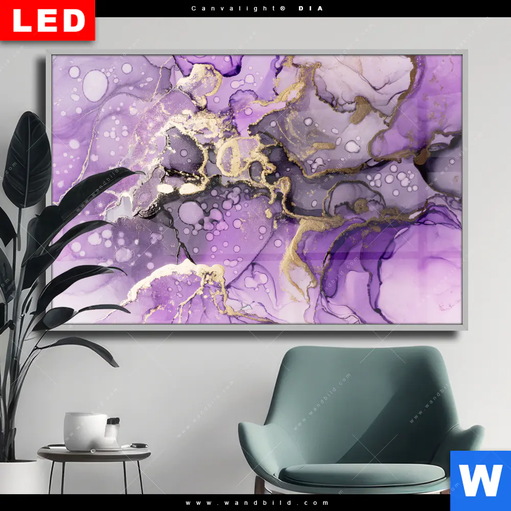 Wechselmotiv Acrylglas Canvalight® DIA | Fluid Art Violett | Querformat