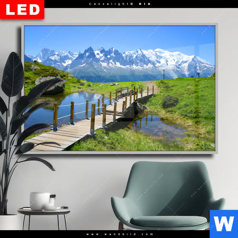 Wechselmotiv Acrylglas Canvalight® DIA | Französische Alpen | Querformat
