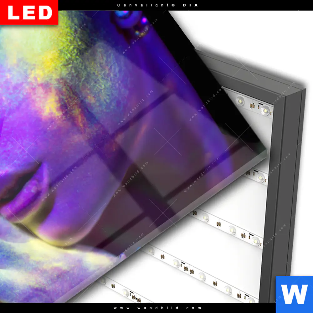 Wechselmotiv Acrylglas Canvalight® DIA | Frau im Neonlicht | Panorama - Image 3