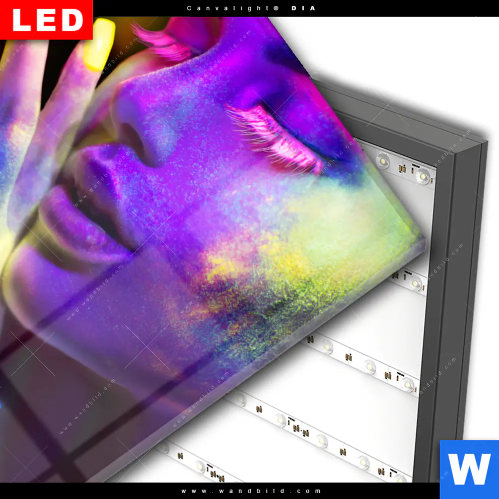 Wechselmotiv Acrylglas Canvalight® DIA | Frau im Neonlicht | Quadrat - Image 3