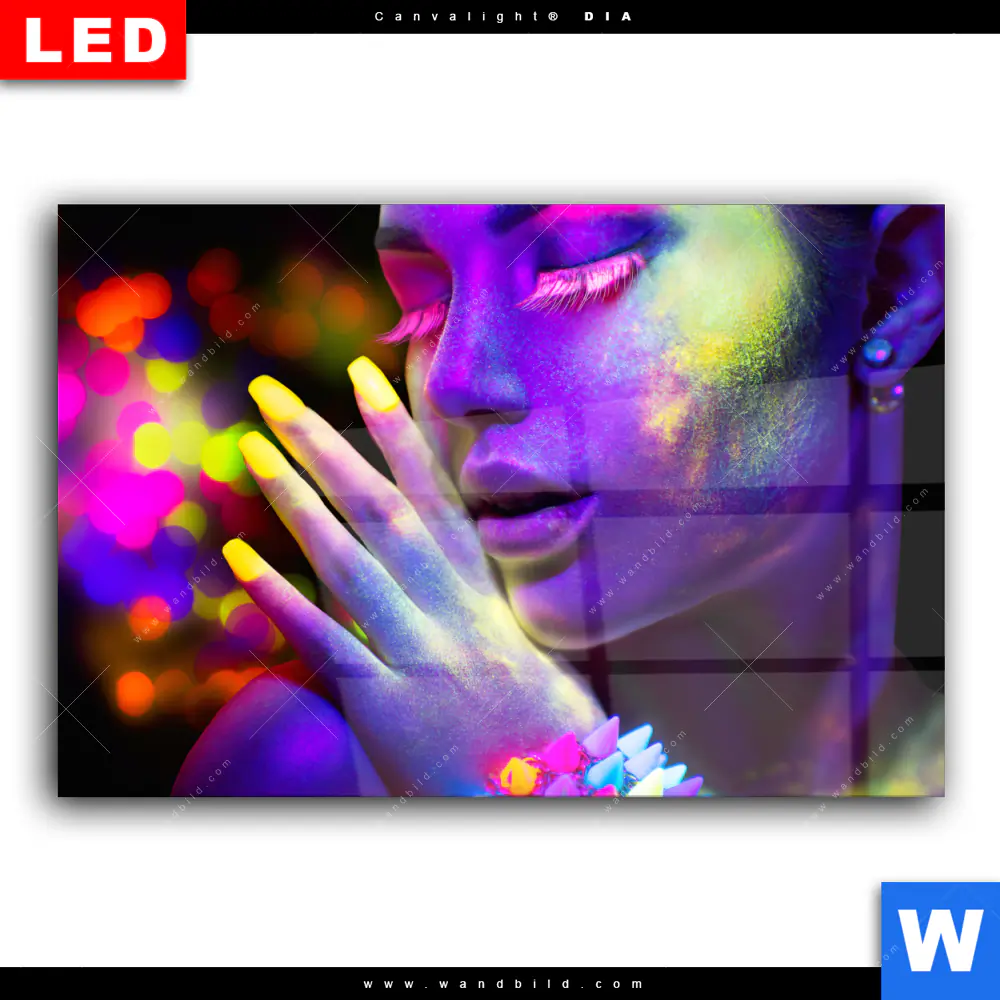 Wechselmotiv Acrylglas Canvalight® DIA | Frau im Neonlicht | Querformat - Image 2