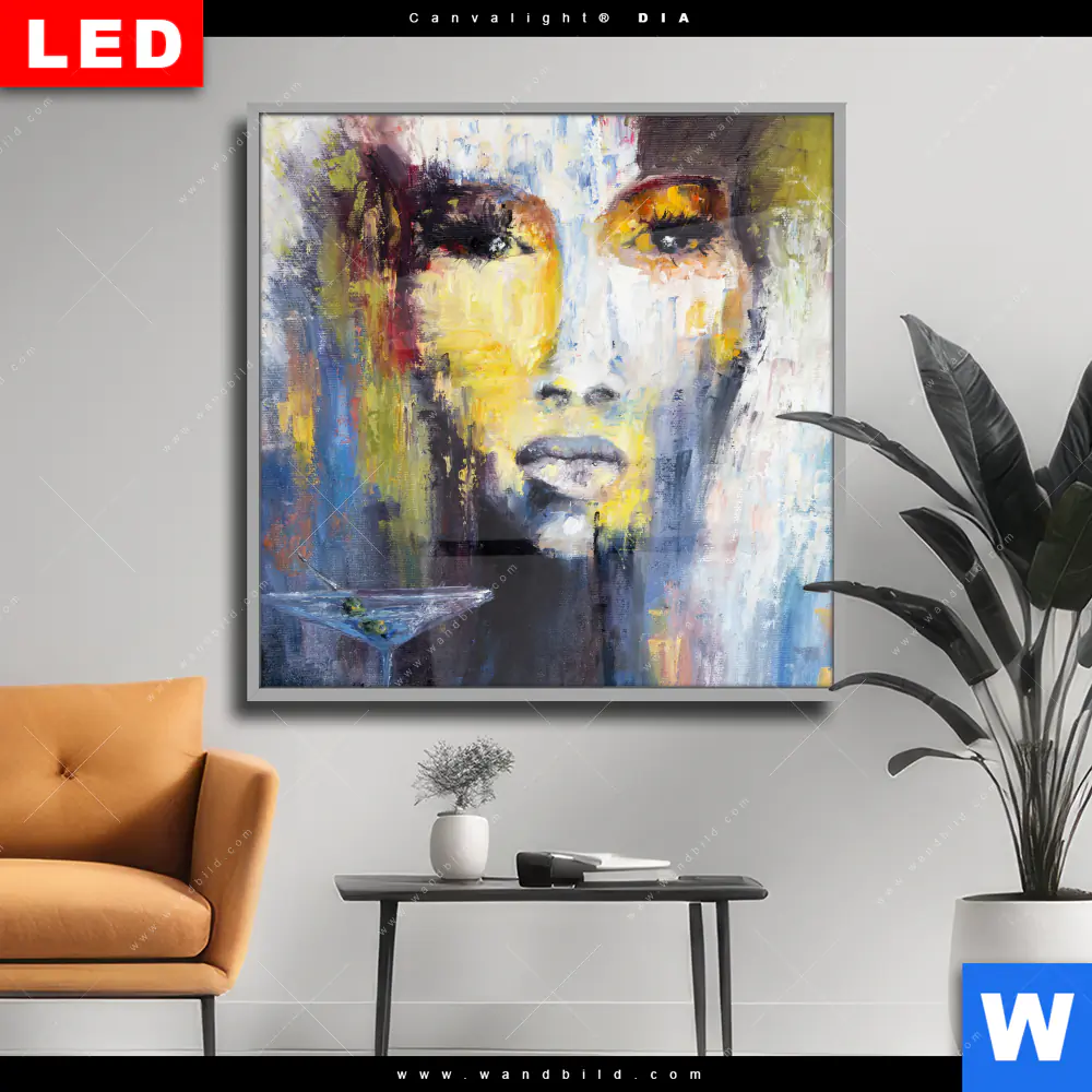 Wechselmotiv Acrylglas Canvalight® DIA | Frau & Martini Cocktail | Quadrat