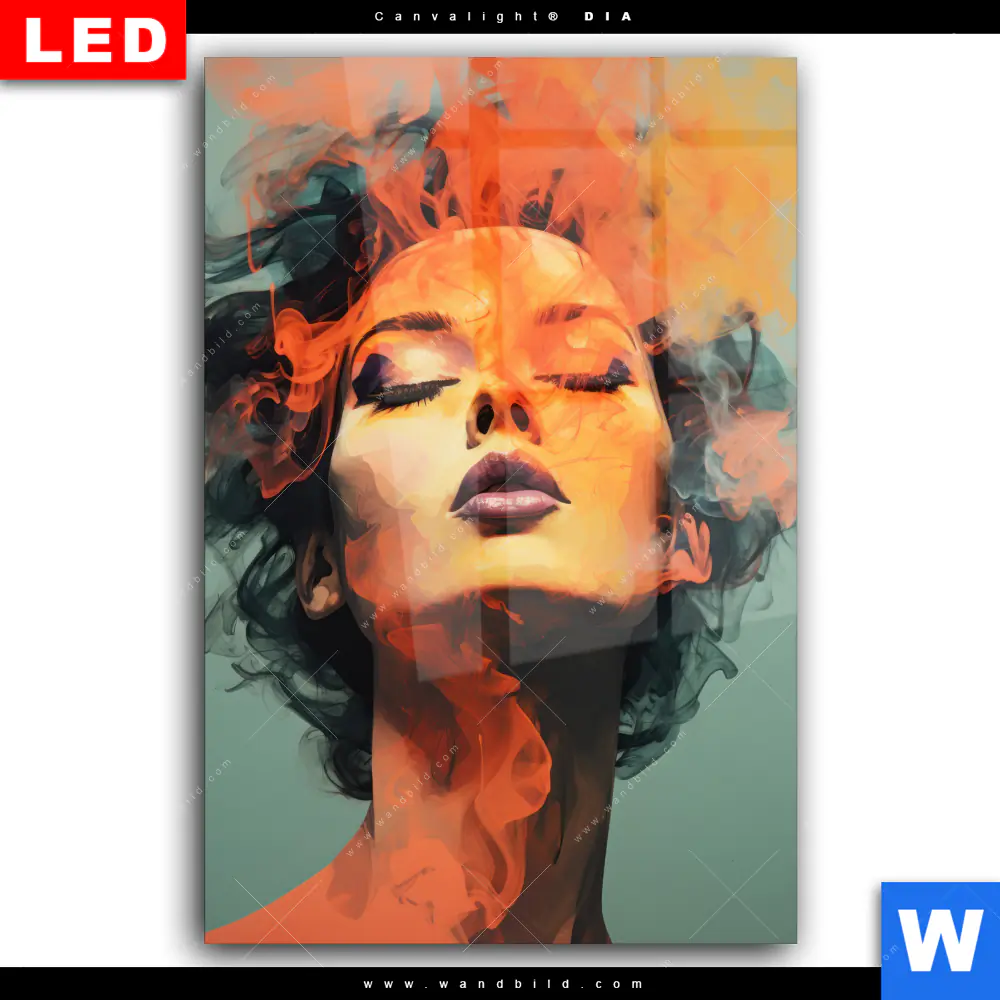 Wechselmotiv Acrylglas Canvalight® DIA | Frau mit buntem Rauch | Hochformat - Image 2