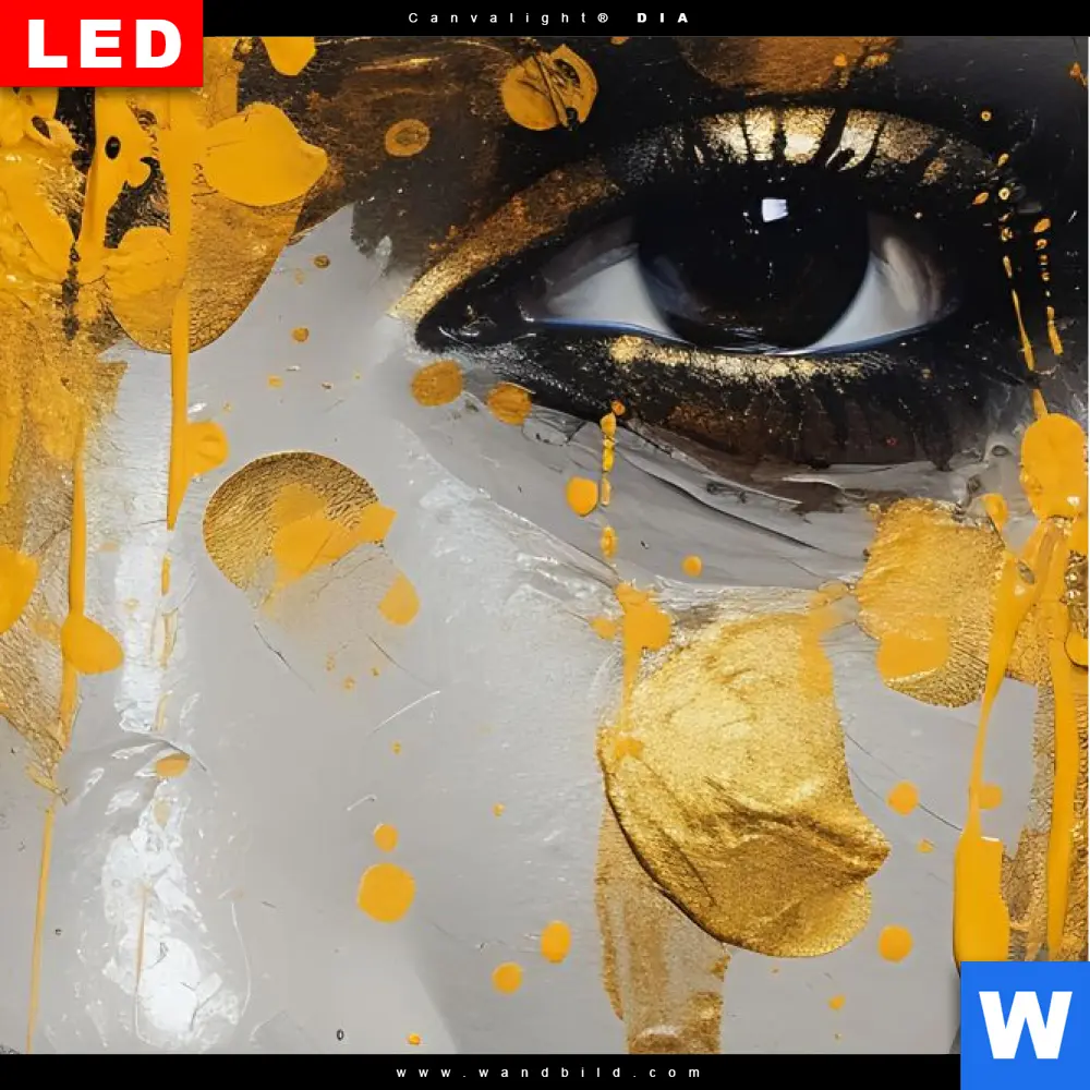 Wechselmotiv Acrylglas Canvalight® DIA | Frau mit Goldfarbe | Schmal - Image 4