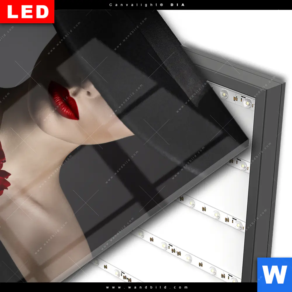 Wechselmotiv Acrylglas Canvalight® DIA | Frau mit Hut & Rose | Quadrat - Image 3