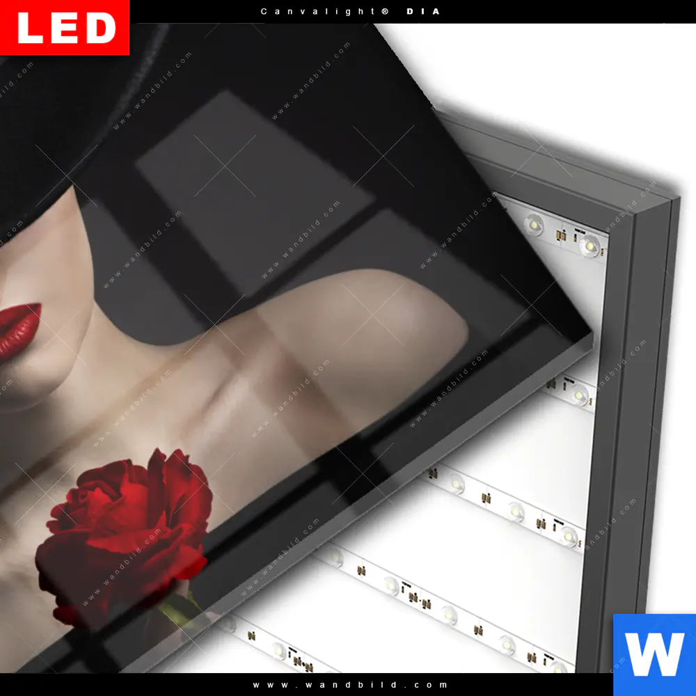Wechselmotiv Acrylglas Canvalight® DIA | Frau mit Hut & Rose | Querformat - Image 3