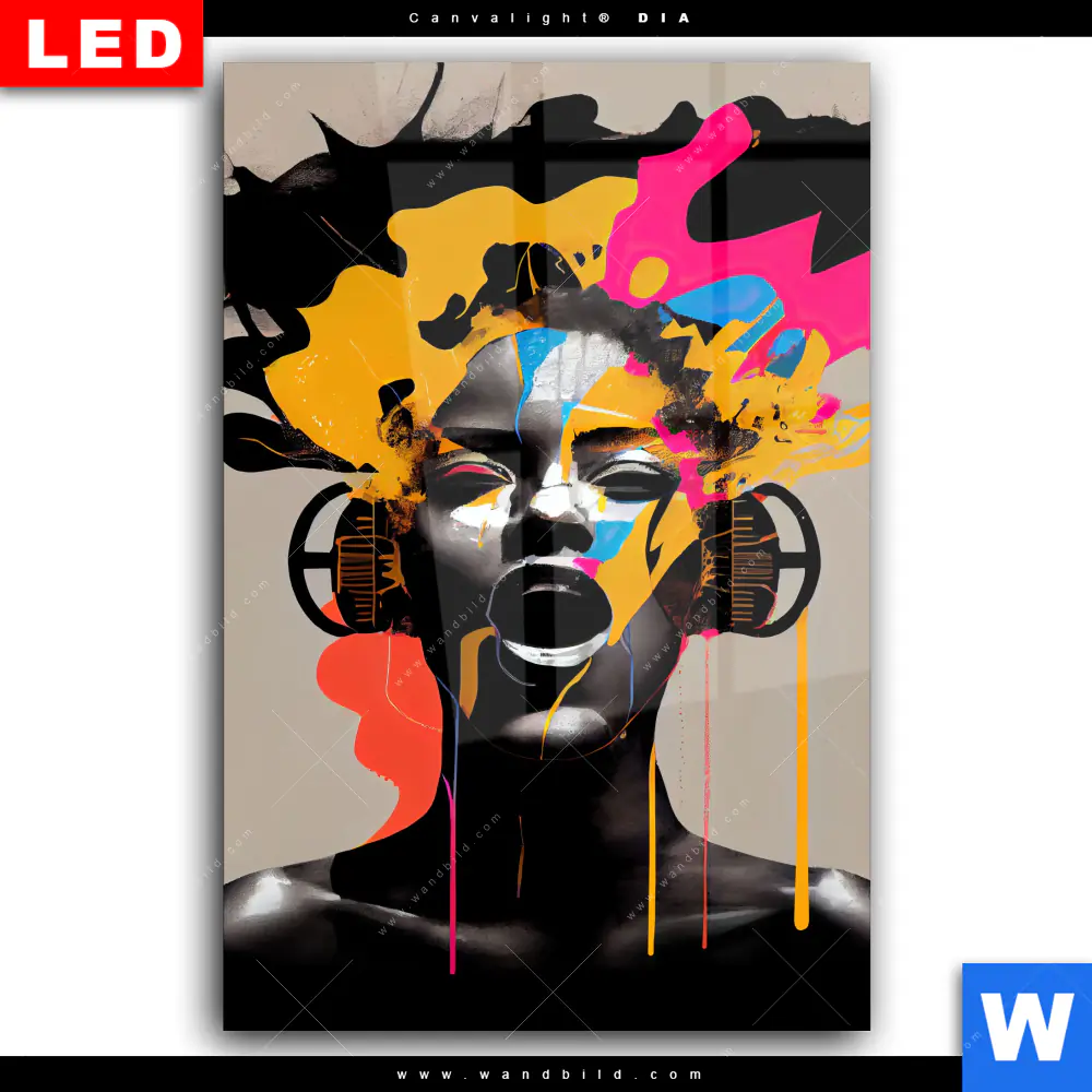 Wechselmotiv Acrylglas Canvalight® DIA | Frau mit Kopfhörern | Hochformat - Image 2