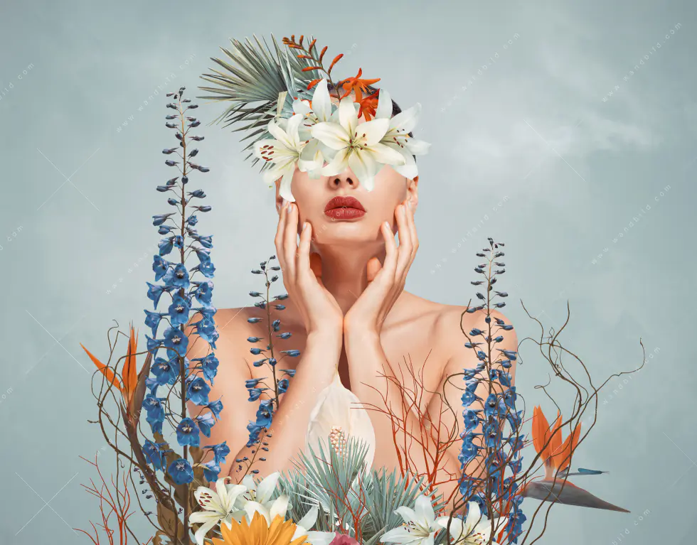 Wechselmotiv Acrylglas Canvalight® DIA | Frauenportrait mit Blumen | Hochformat - Image 5