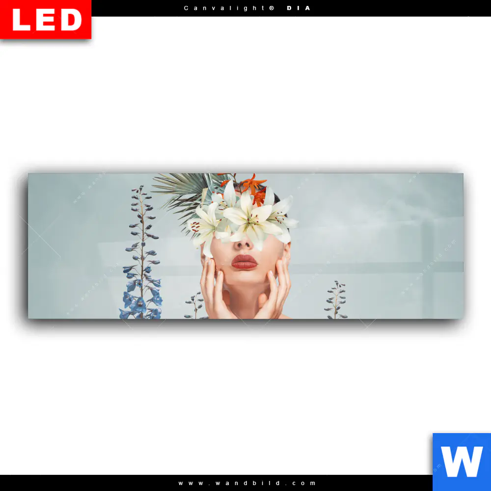 Wechselmotiv Acrylglas Canvalight® DIA | Frauenportrait mit Blumen | Panorama - Image 2