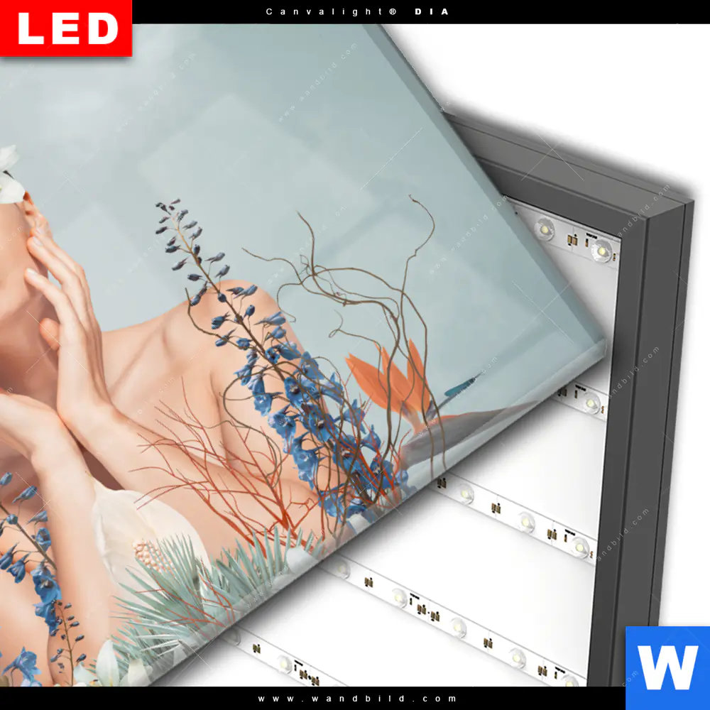 Wechselmotiv Acrylglas Canvalight® DIA | Frauenportrait mit Blumen | Querformat - Image 3