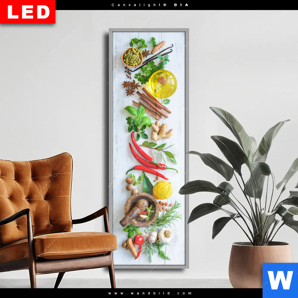 Wechselmotiv Acrylglas Canvalight® DIA | Frische Kräuter & Gewürze | Schmal