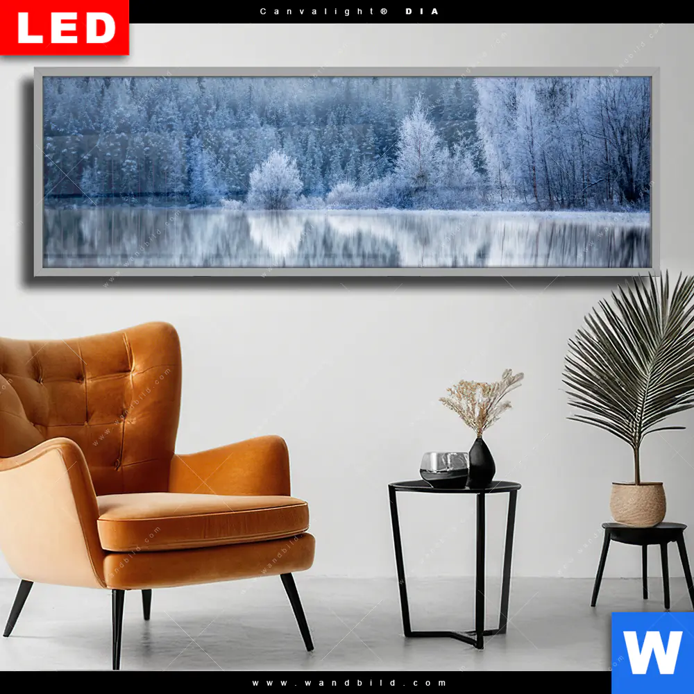 Wechselmotiv Acrylglas Canvalight® DIA | Frostiger Wald | Panorama