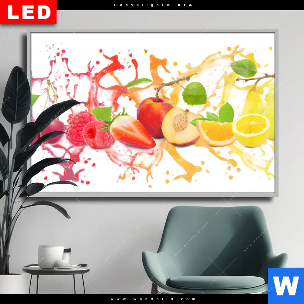 Wechselmotiv Acrylglas Canvalight® DIA | Fruchtspritzer | Querformat
