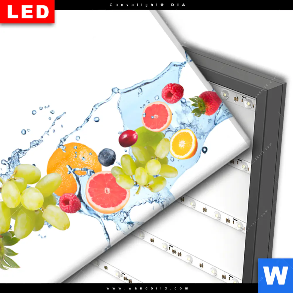 Wechselmotiv Acrylglas Canvalight® DIA | Früchte in Spritzwasser | Hochformat - Image 3