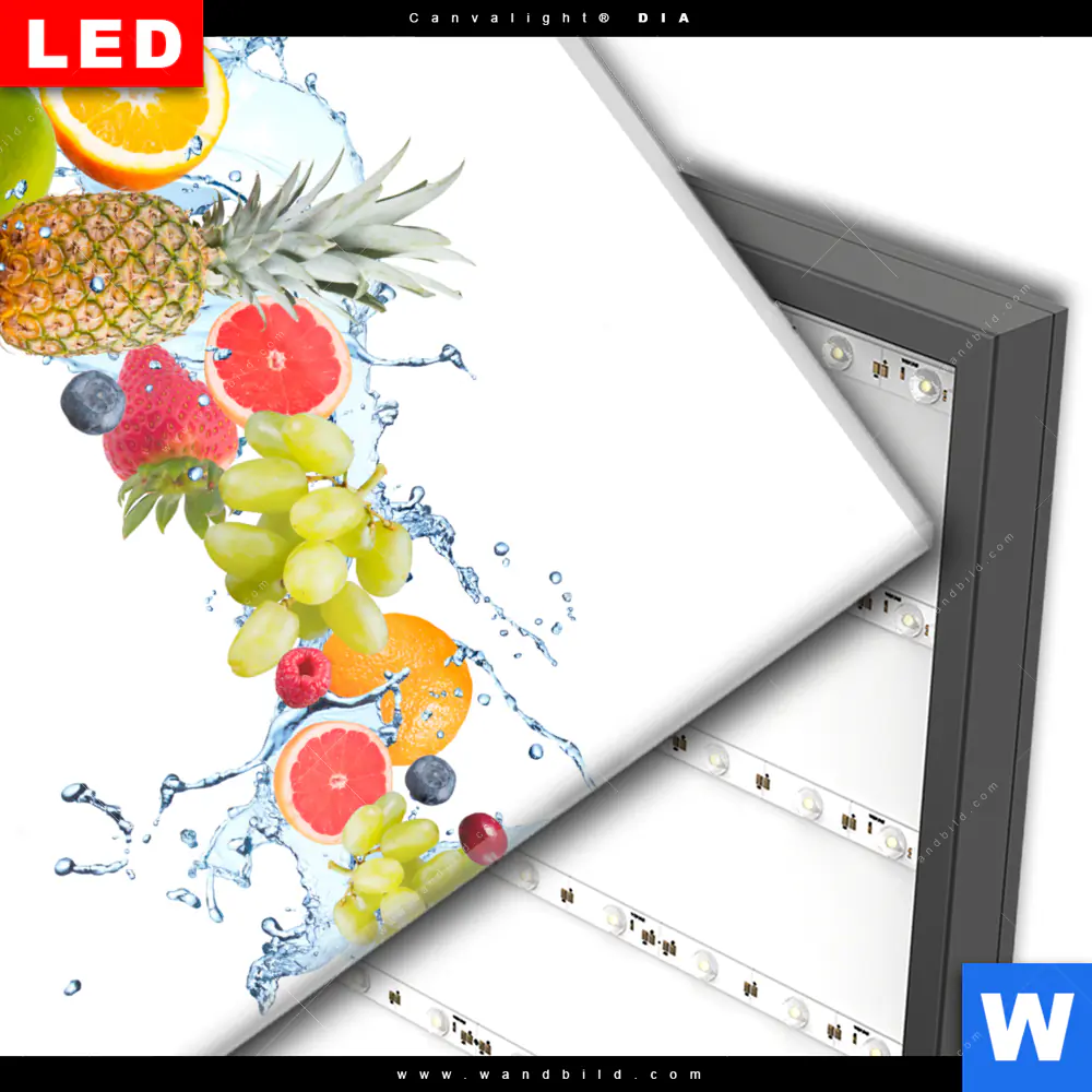 Wechselmotiv Acrylglas Canvalight® DIA | Früchte in Spritzwasser | Quadrat - Image 3