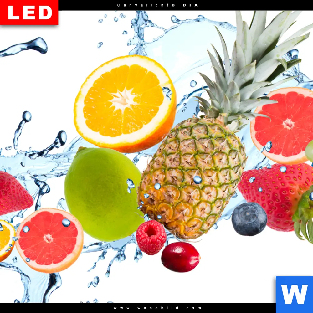 Wechselmotiv Acrylglas Canvalight® DIA | Früchte in Spritzwasser | Quadrat - Image 4