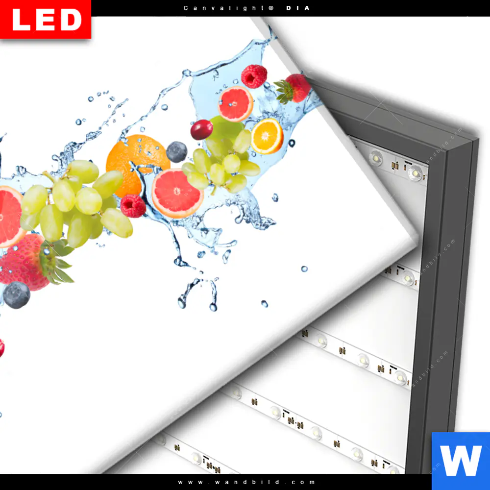 Wechselmotiv Acrylglas Canvalight® DIA | Früchte in Spritzwasser | Querformat - Image 3
