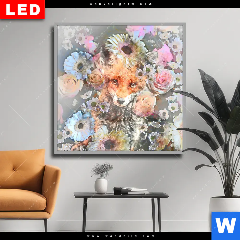 Wechselmotiv Acrylglas Canvalight® DIA | Fuchs & Blumen | Quadrat