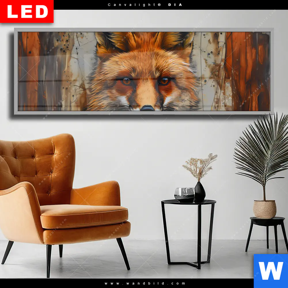 Wechselmotiv Acrylglas Canvalight® DIA | Fuchs - Grunge Stil | Panorama