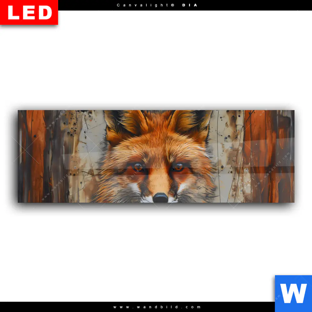 Wechselmotiv Acrylglas Canvalight® DIA | Fuchs - Grunge Stil | Panorama - Image 2