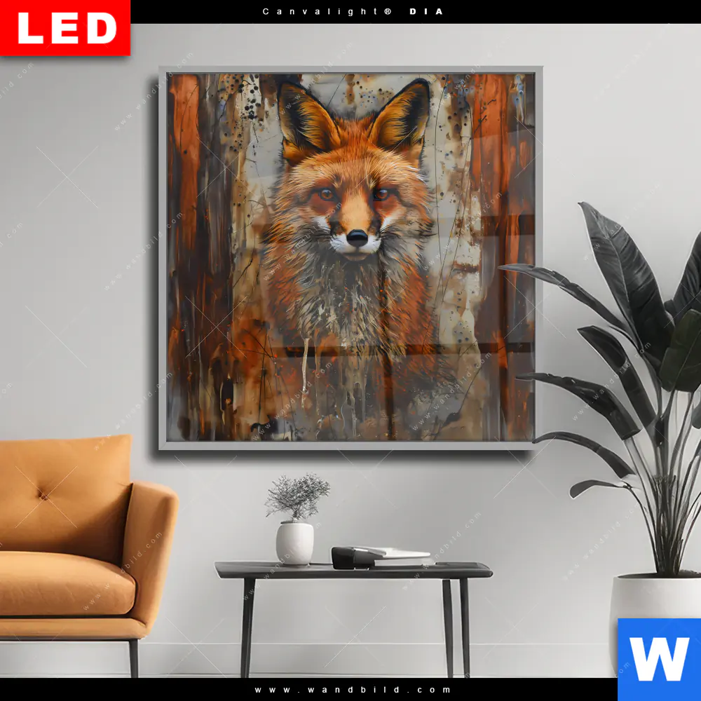 Wechselmotiv Acrylglas Canvalight® DIA | Fuchs - Grunge Stil | Quadrat