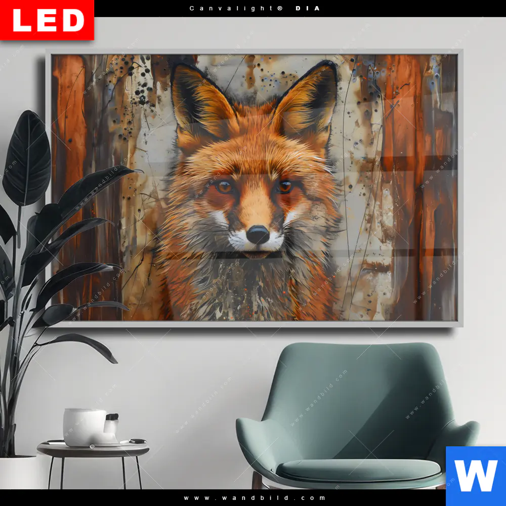 Wechselmotiv Acrylglas Canvalight® DIA | Fuchs - Grunge Stil | Querformat