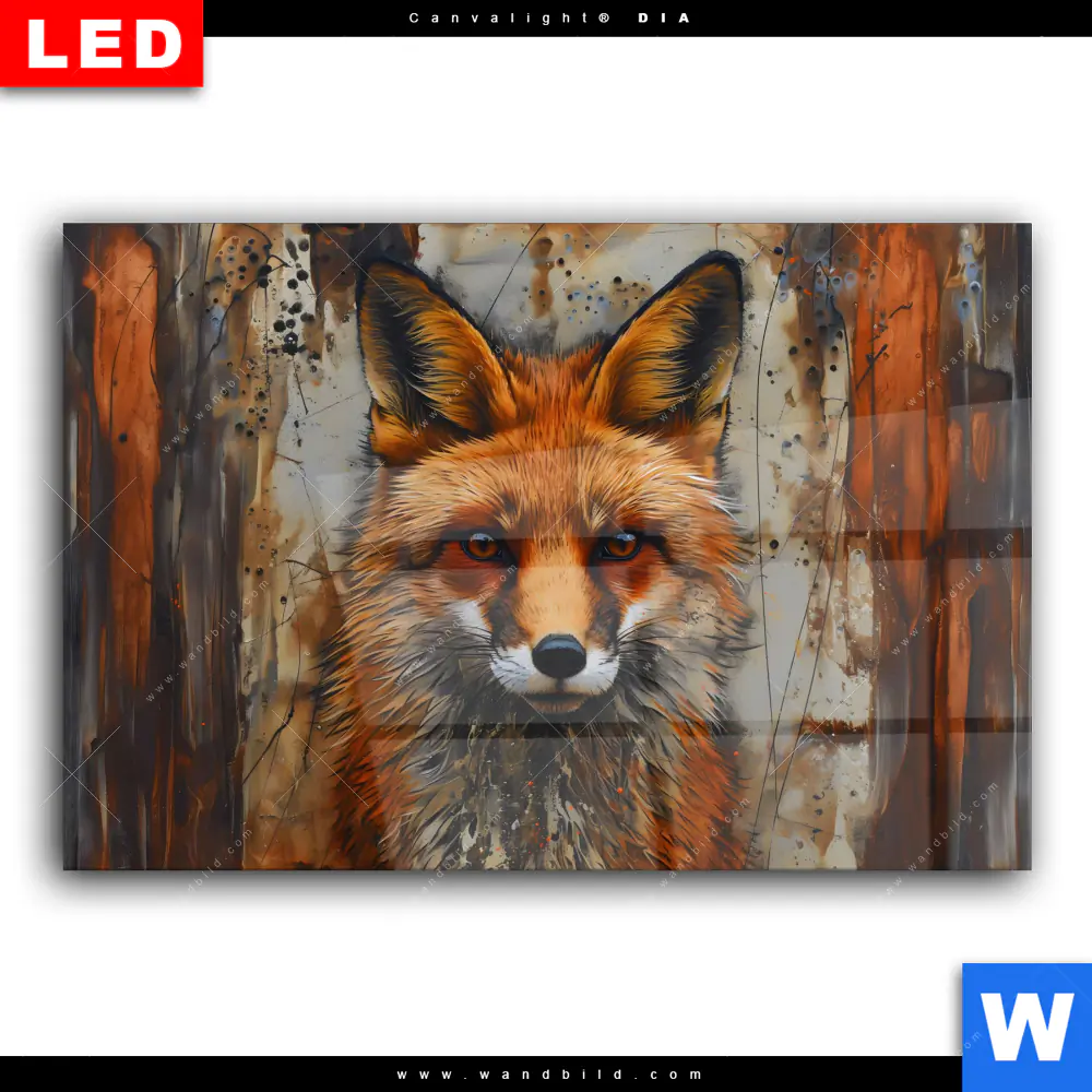 Wechselmotiv Acrylglas Canvalight® DIA | Fuchs - Grunge Stil | Querformat - Image 2