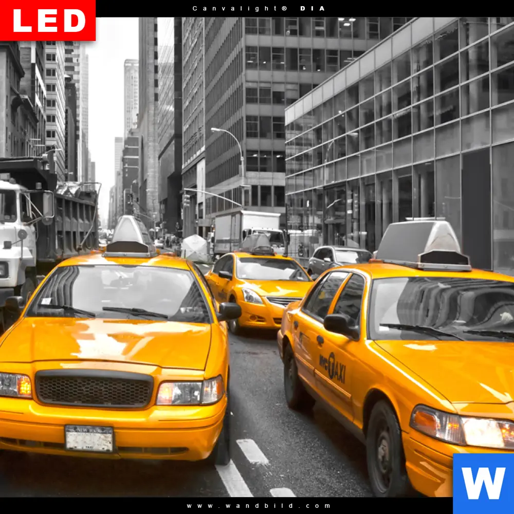 Wechselmotiv Acrylglas Canvalight® DIA | Gelbe Taxis New York | Hochformat - Image 4
