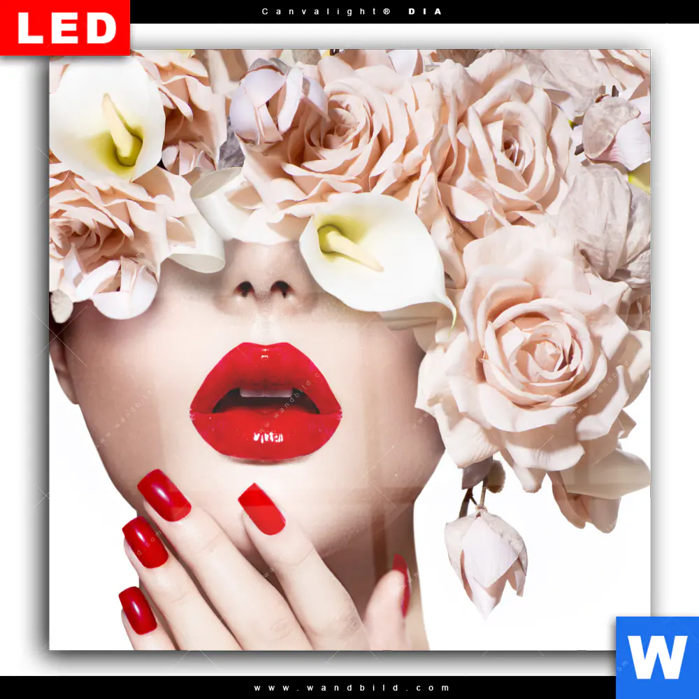 Wechselmotiv Acrylglas Canvalight® DIA | Gesicht & Rosen | Quadrat - Image 2