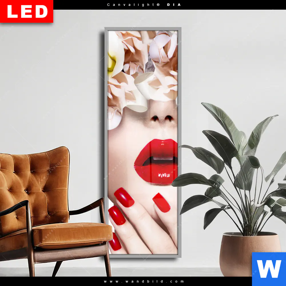 Wechselmotiv Acrylglas Canvalight® DIA | Gesicht & Rosen | Schmal
