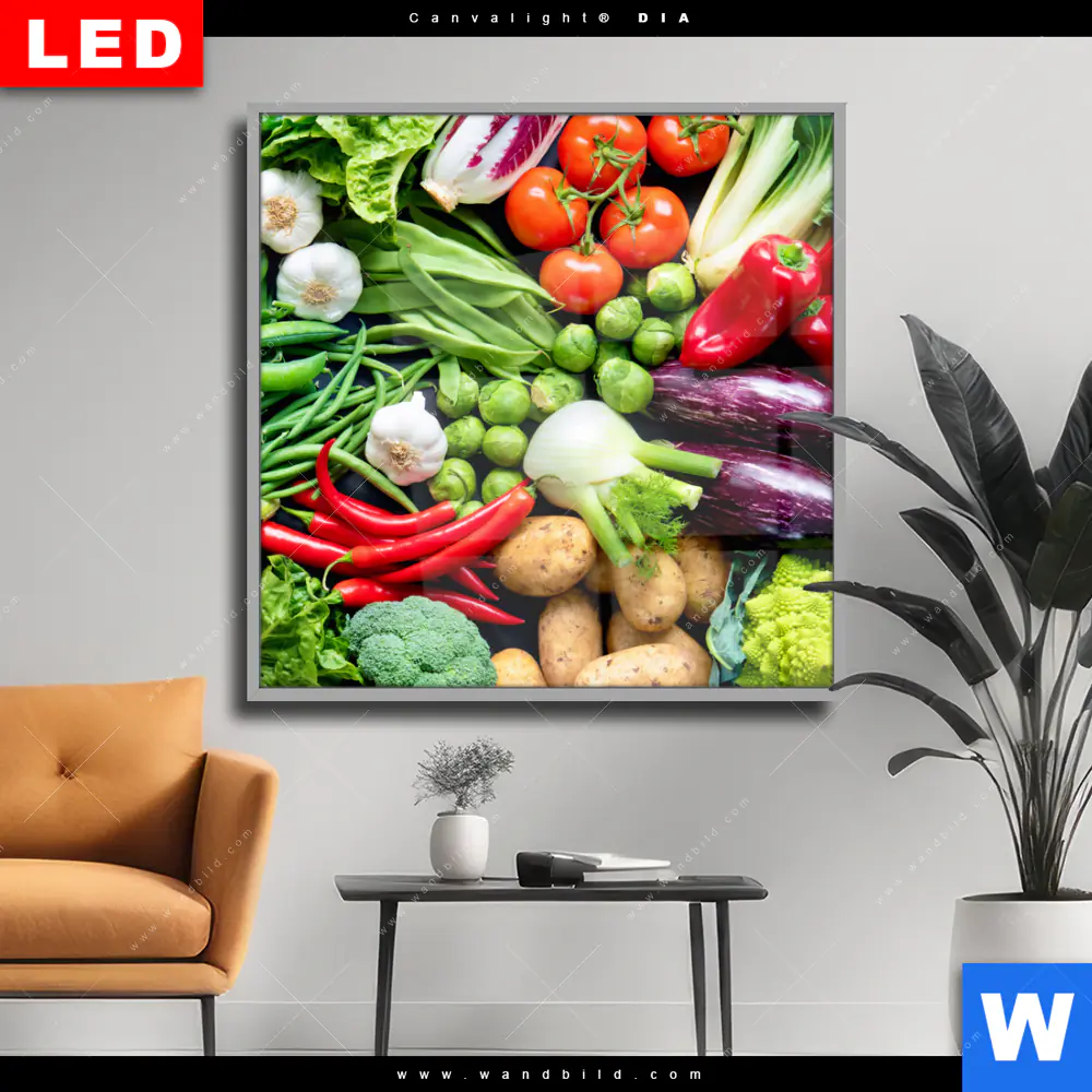 Wechselmotiv Acrylglas Canvalight® DIA | Gesundes Gemüse | Quadrat